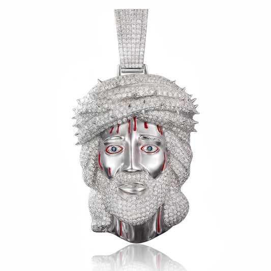 Ciondolo "JESUS" - Argento 925 con Pietre Moissanite