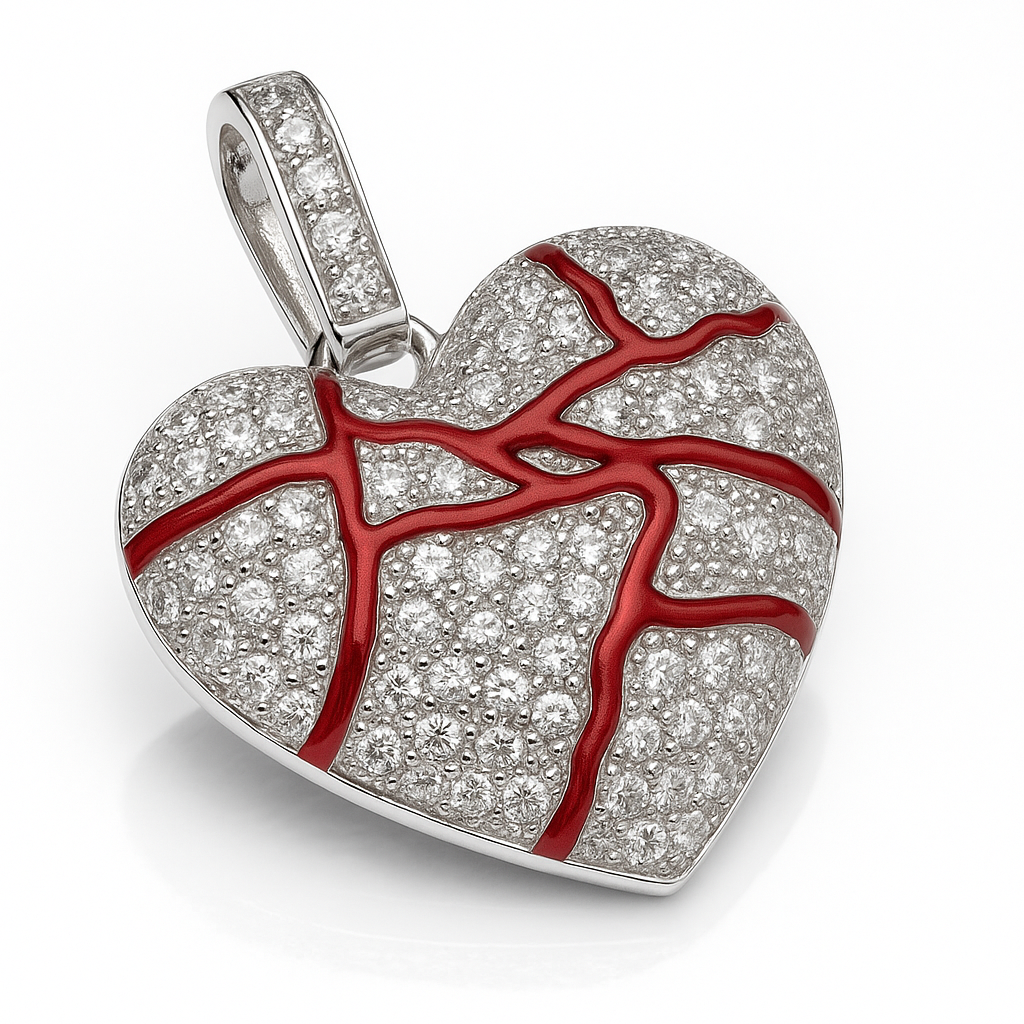 Ciondolo "BROKEN HEART" Argento 925 - Moissanite
