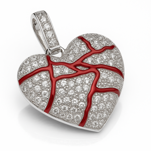Ciondolo "BROKEN HEART" Argento 925 - Moissanite